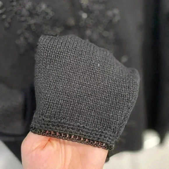 Vintage Tiara Embroidered Cardigan Black Size Small Grannycore - Picture 6 of 7